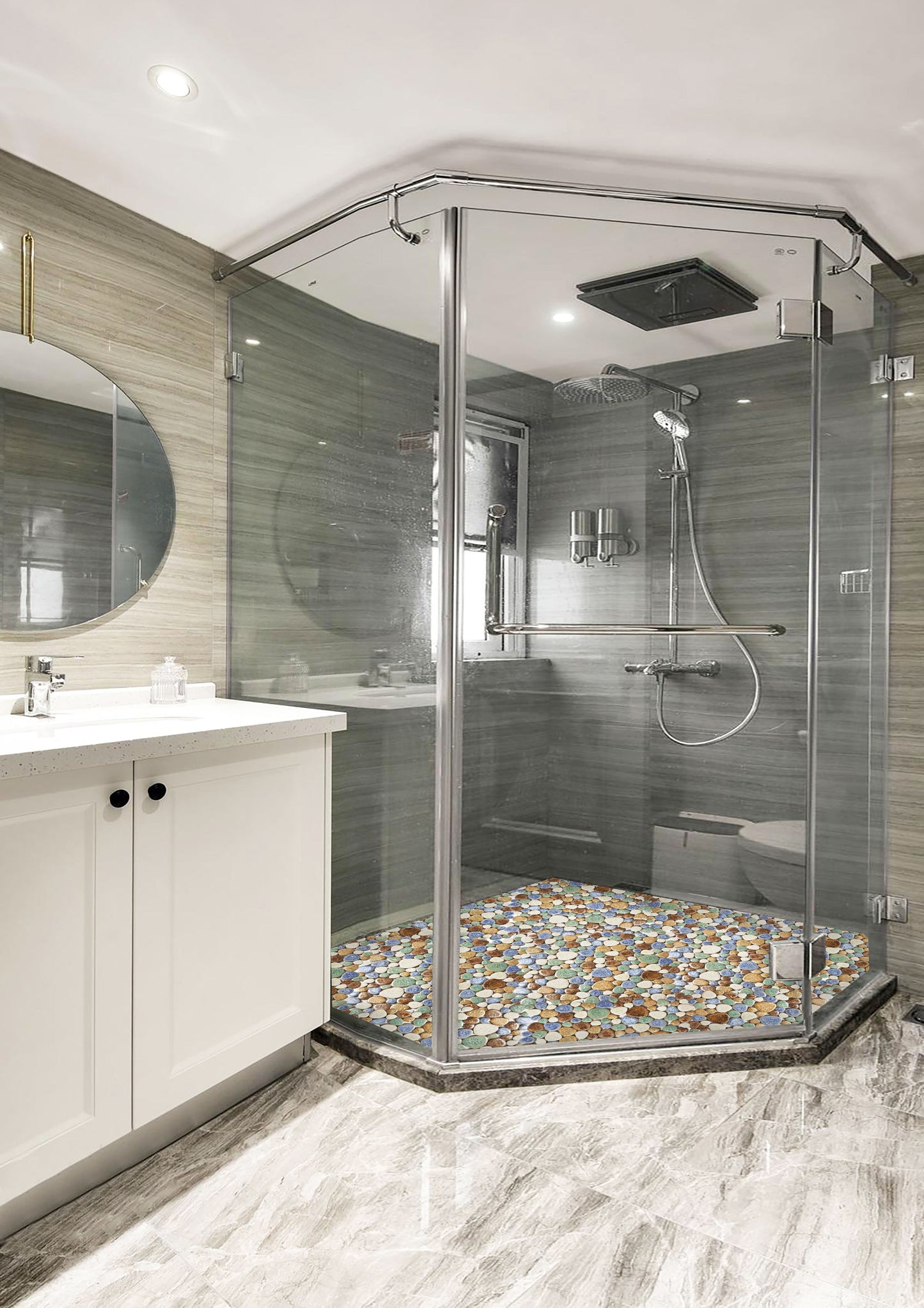 Spring Matte Tiles Ceramic Pebbles for Shower Floor Bathroom Backsplash Mosaic Art Tile (Pack of 5)