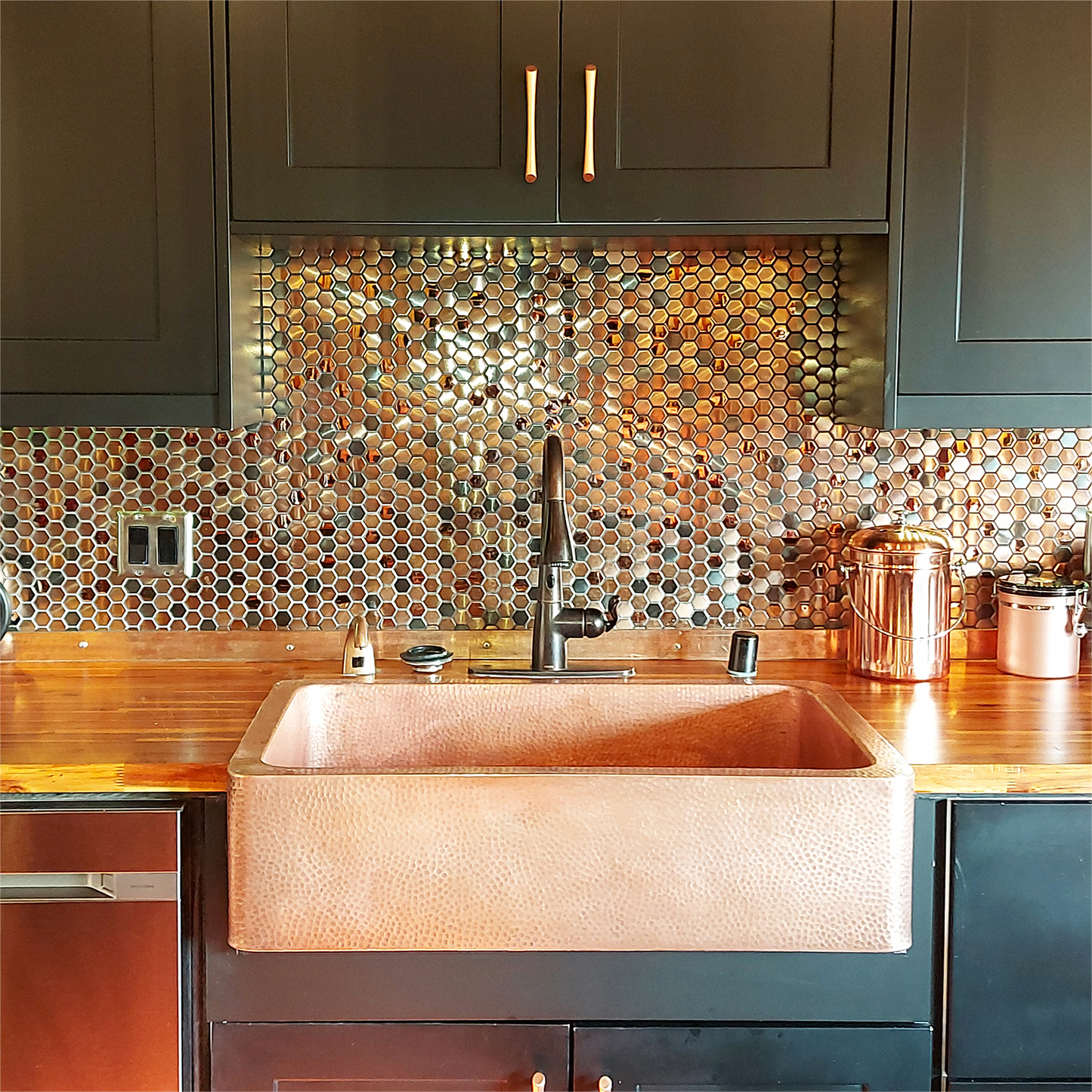 Hexagon Mosaic Tile Bronze Copper Metallic Kitchen Backsplash Tile Bath Shower Floor Tiles (Pack of 5)