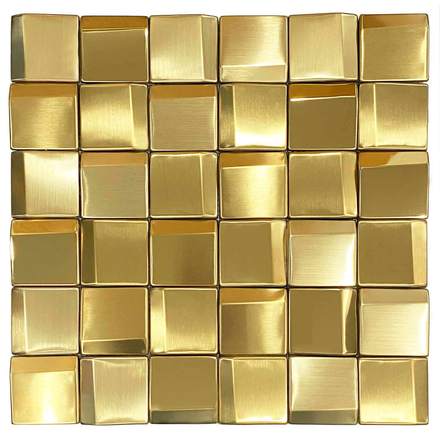 Gold Wall Backsplash Tile 3D Wall Panels Metal Mosaic Sheets for Wall Backsplash Hotel Lobby Bar (Pack of 5)