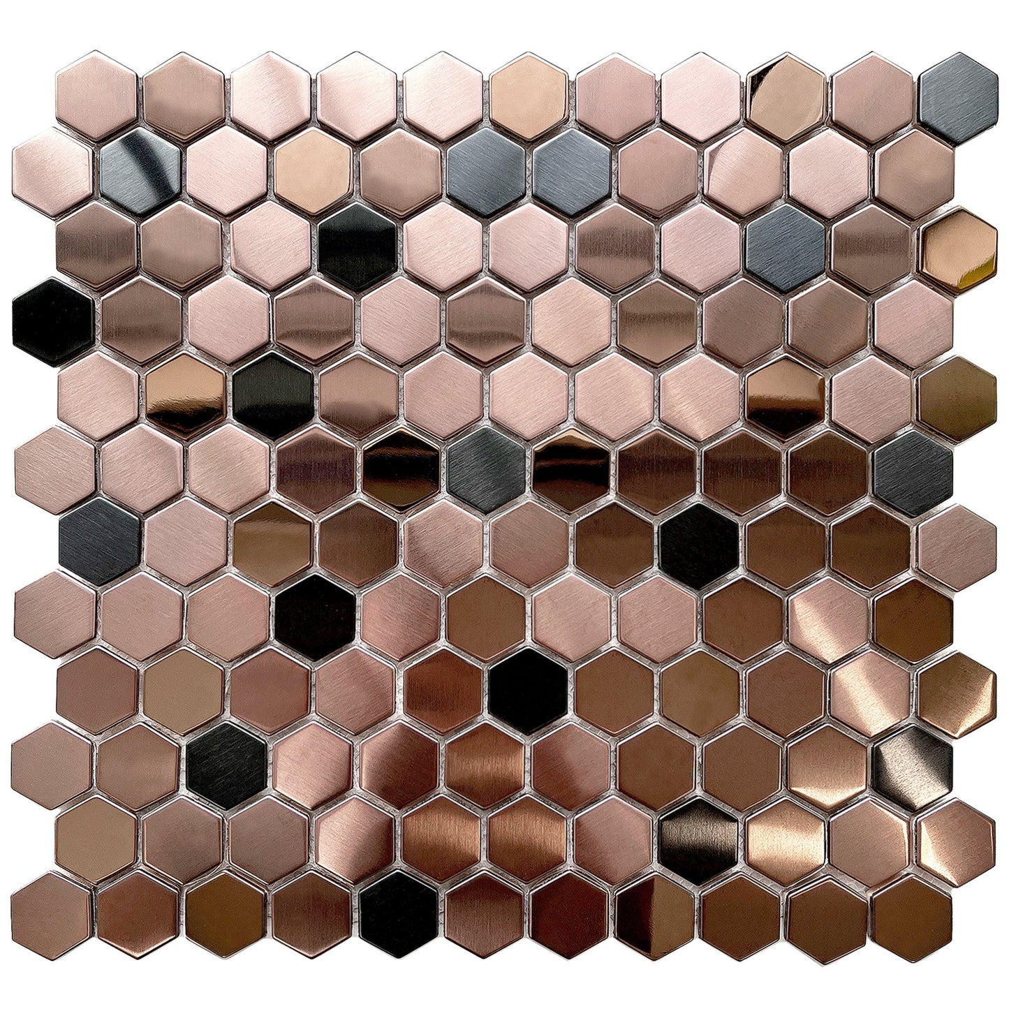 Hexagon Mosaic Tile Bronze Copper Metallic Kitchen Backsplash Tile Bath Shower Floor Tiles (Pack of 5)