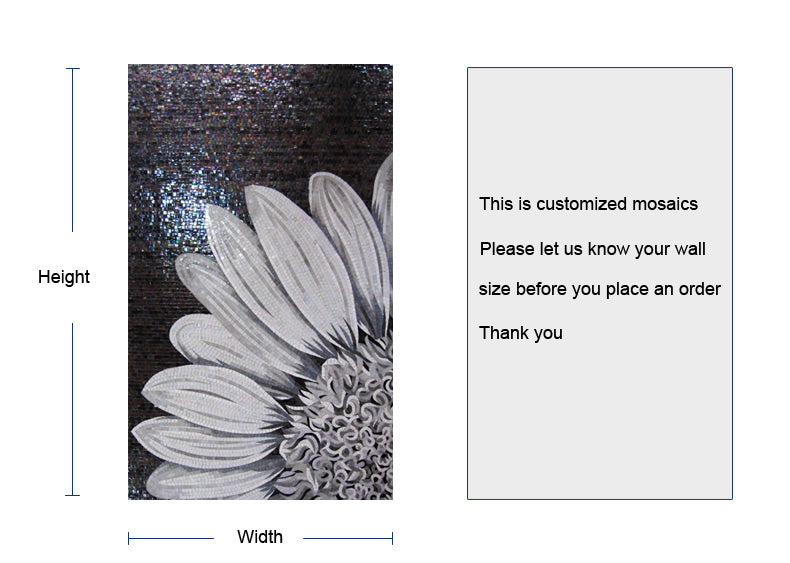 TST Mosaic Mural Black & White Sunflower Modern Unique Design Wall