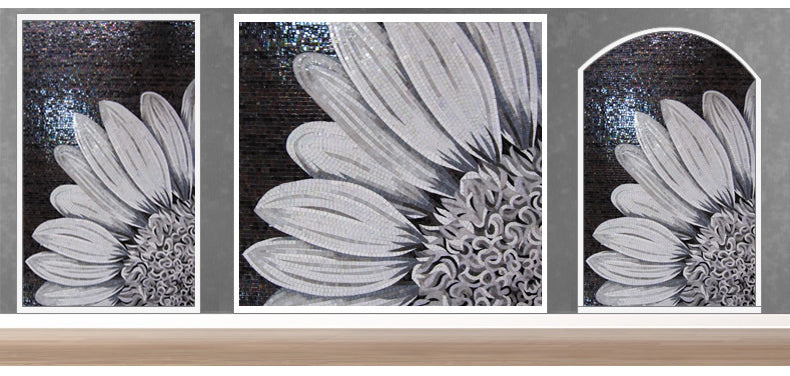 TST Mosaic Mural Black & White Sunflower Modern Unique Design Wall