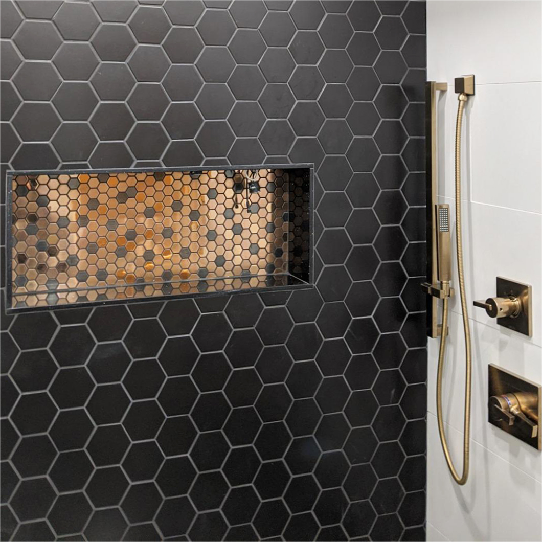 Hexagon Mosaic Tile Bronze Copper Metallic Kitchen Backsplash Tile Bath Shower Floor Tiles (Pack of 5)
