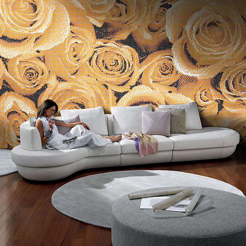 TST Mosaic Collages Romantic Red Rose Background Art Wall Deco Crystal Glass Tiles