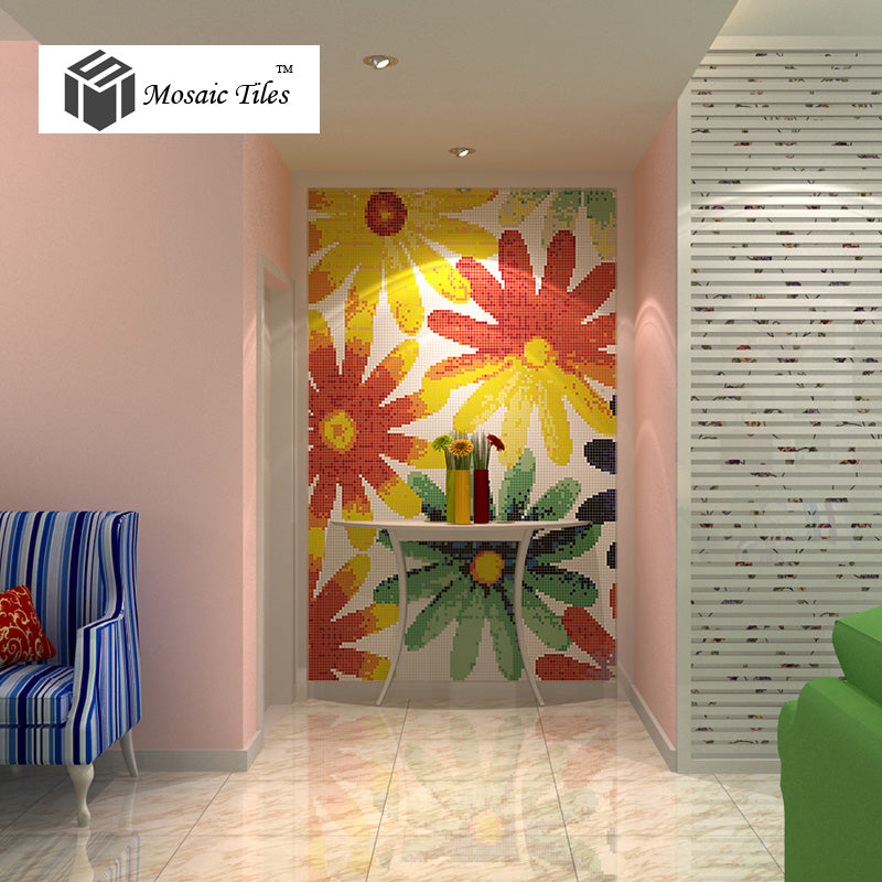 TST Mosaic Collages Candy Color Flowers Patterns Art Mosaic Tiles Colorful Childhood
