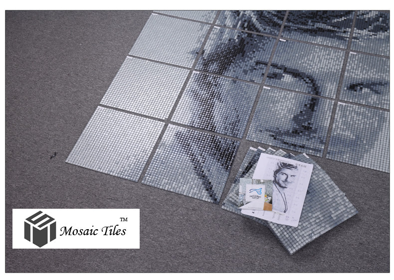 TST Mosaic Collages Black & White Crystal Glass Customize Portrait Photo Idol Star David Beckham