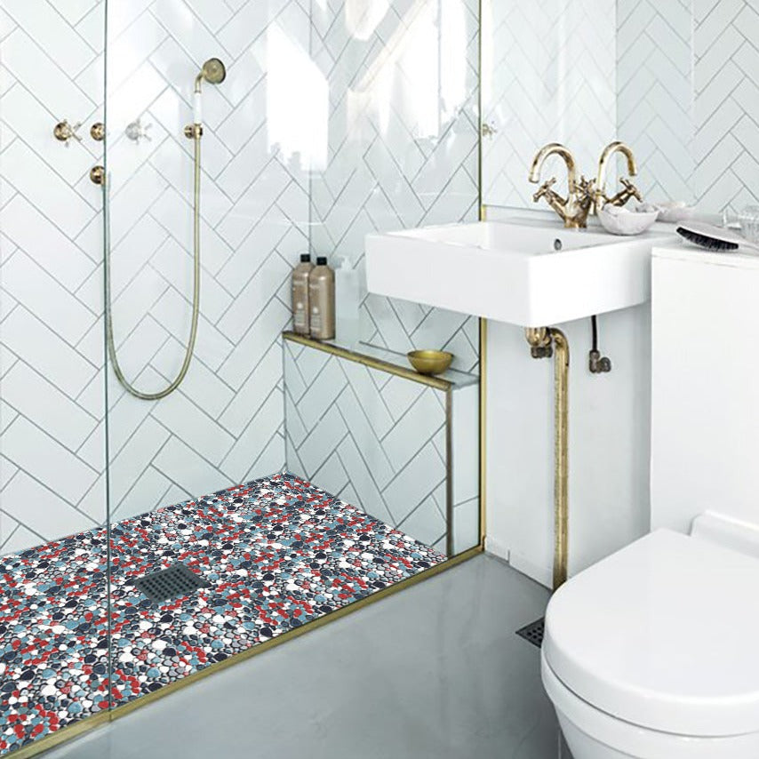 Macaw Red Blue Pebbles for Shower Floor Accent Tile (Pack of 5)
