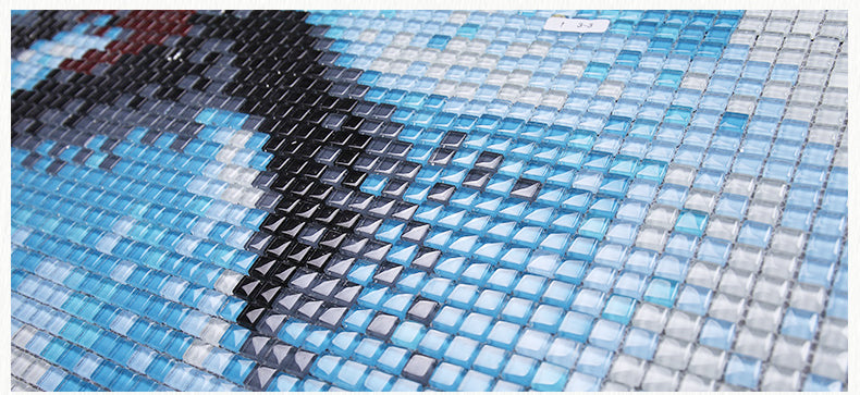 TST Mosaic Collages Big Blue Flowers Puzzle Patterns Customized Floral Crystal Glass Tiles