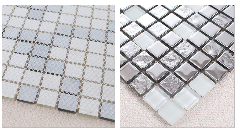 TST Mosaic Collages Silver Vine Leaves Beautiful Pattern Deco Art Mosaic Tiles