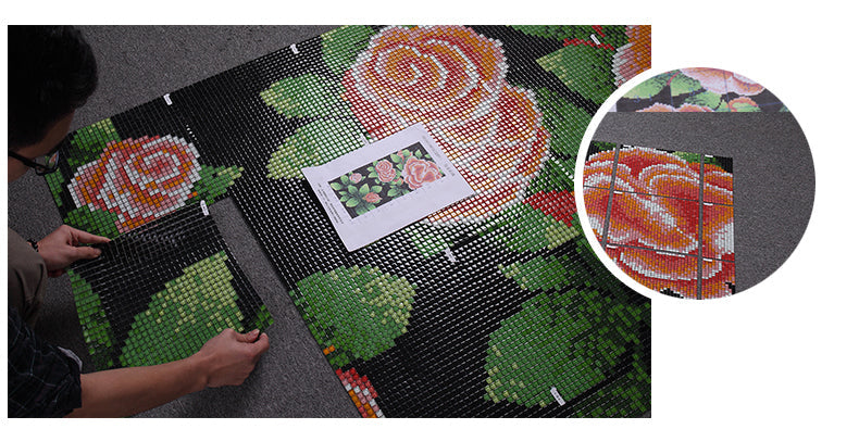 TST Mosaic Collages Classic Peony Flowers Crystal Glass Interior Design Wall Backsplash Black White