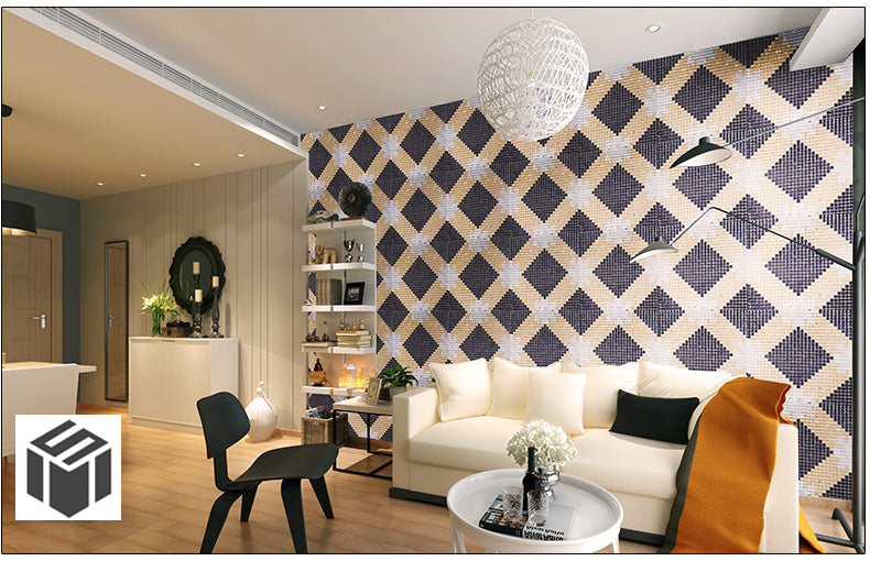 TST Mosaic Collages Crystal Glass Parquet Black Goleden Silver Diamond Customized Art Mosaic
