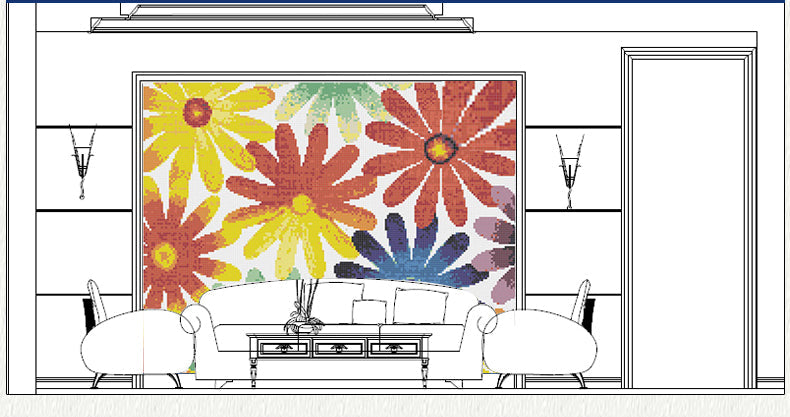 TST Mosaic Collages Candy Color Flowers Patterns Art Mosaic Tiles Colorful Childhood