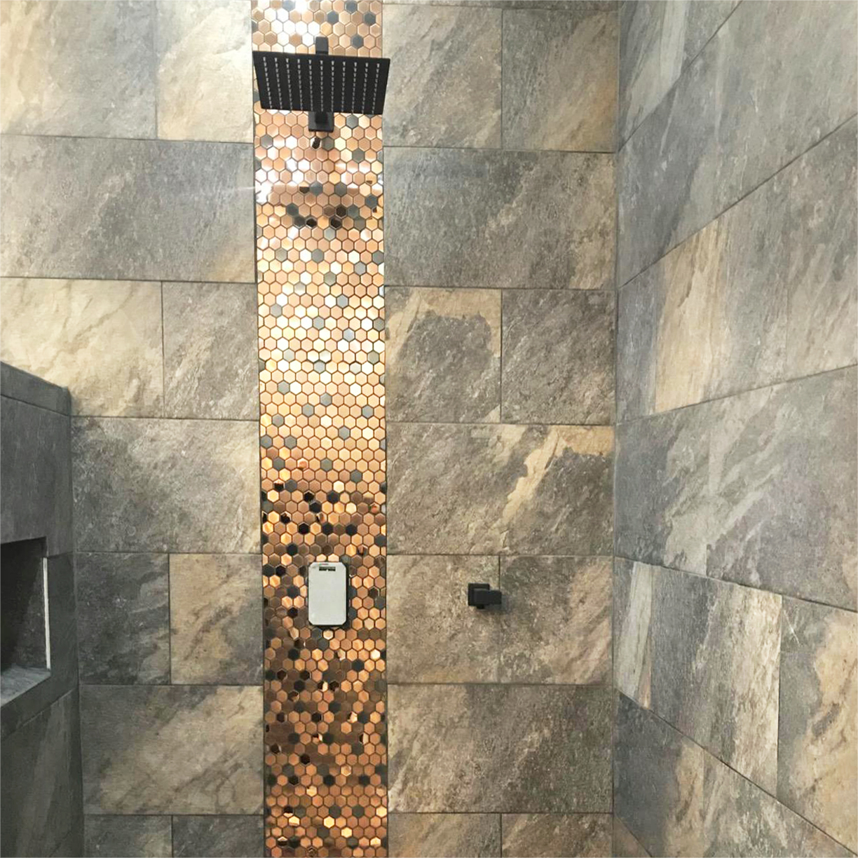 Hexagon Mosaic Tile Bronze Copper Metallic Kitchen Backsplash Tile Bath Shower Floor Tiles (Pack of 5)