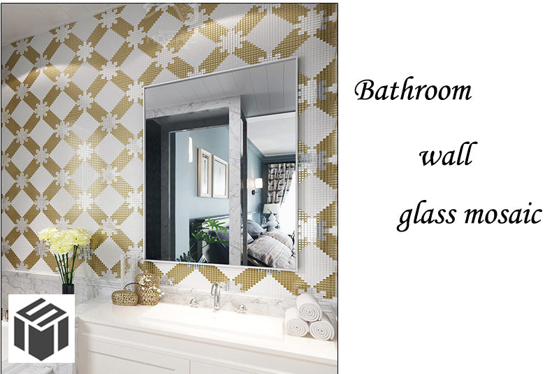 TST Mosaic Collages Goleden Silver Diamond Crystal Glass Parquet Mosaic Tiles Wall Deco