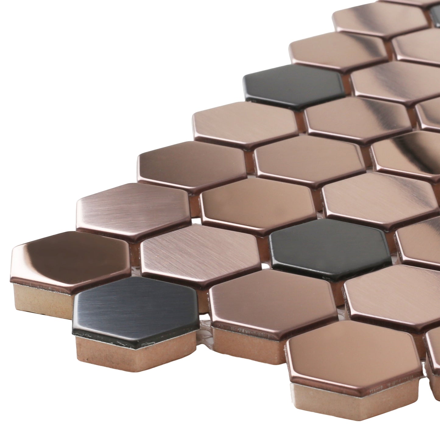 Hexagon Mosaic Tile Bronze Copper Metallic Kitchen Backsplash Tile Bath Shower Floor Tiles (Pack of 5)