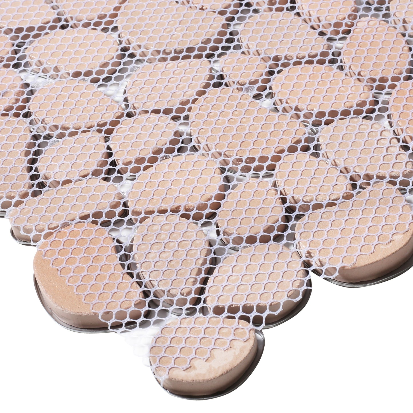 Metal Pebble Mosaic Tiles,Stainless Steel Backsplash Tile Mesh Mounted,Silver Metal Tile for Kitchen Bath Backsplash Shower Floor (Pack of 5)