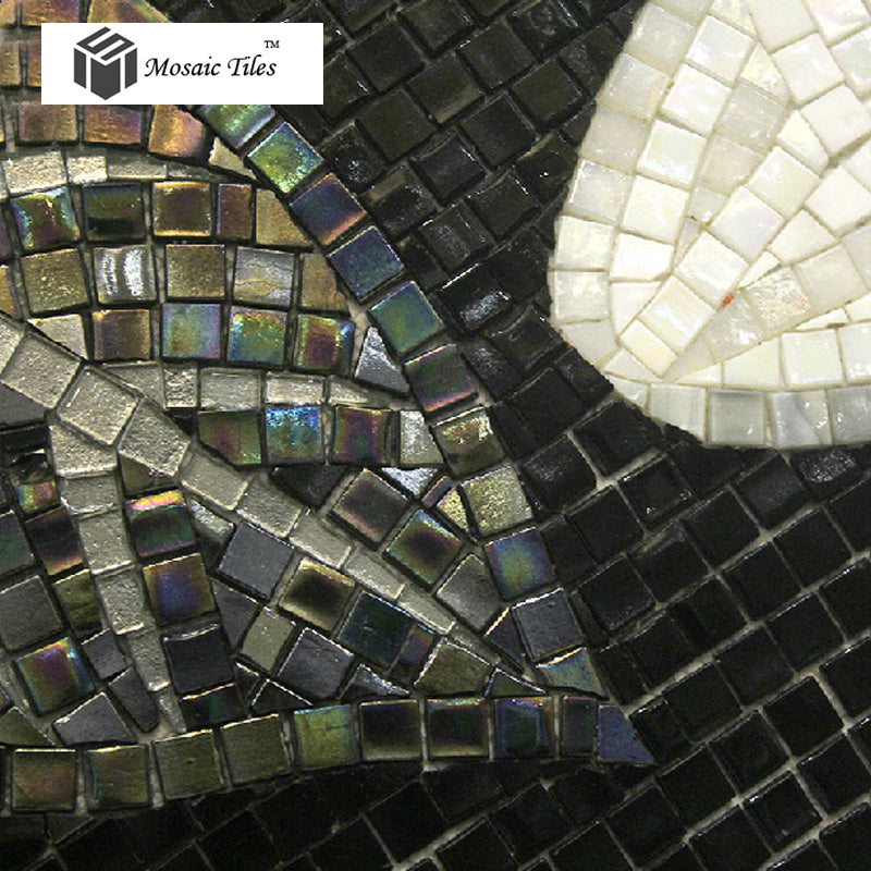 TST Mosaic Mural Black & White Lily Beautiful Flower Parquet Modern Art Wall