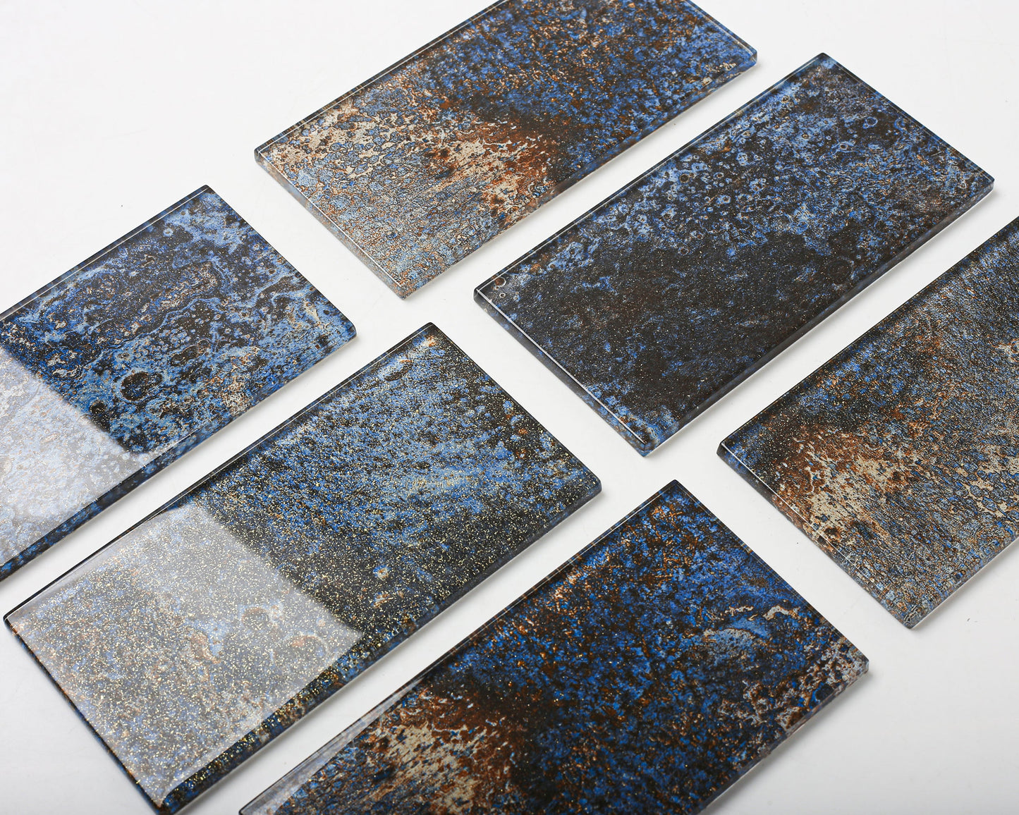 Glass Subway Tile 3x6 Inch Antique Blue Tiles for Kitchen Backsplash Bathroom Accent Wall(Pack of 20)