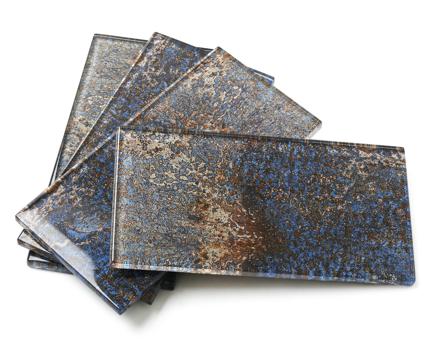Glass Subway Tile 3x6 Inch Antique Blue Tiles for Kitchen Backsplash Bathroom Accent Wall(Pack of 20)