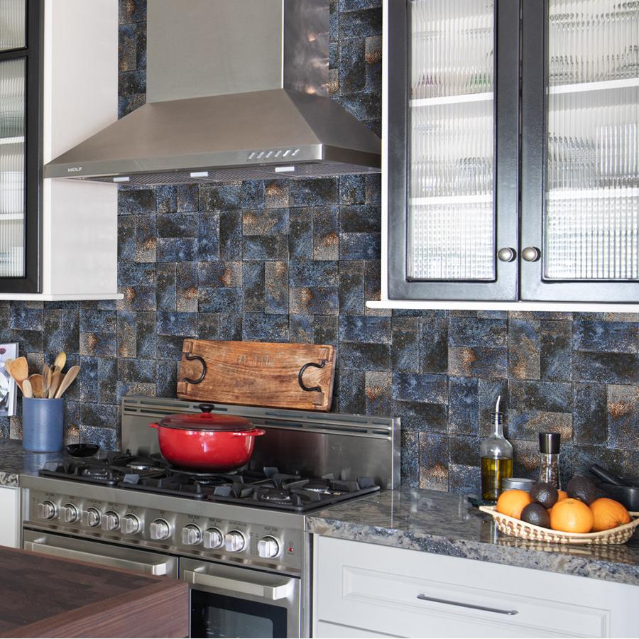 Glass Subway Tile 3x6 Inch Antique Blue Tiles for Kitchen Backsplash Bathroom Accent Wall(Pack of 20)
