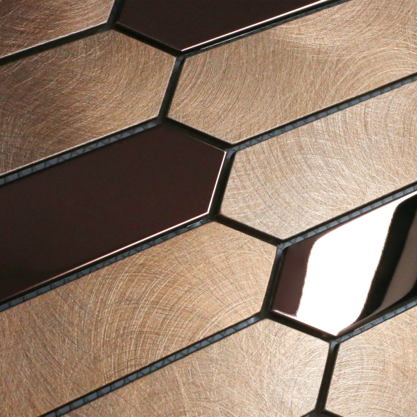 Gold Tile Long Hexagon Mosaic Tiles for Kitchen Backsplash Wall Bath Shower Floor Real Metal Tile (Pack of 5)