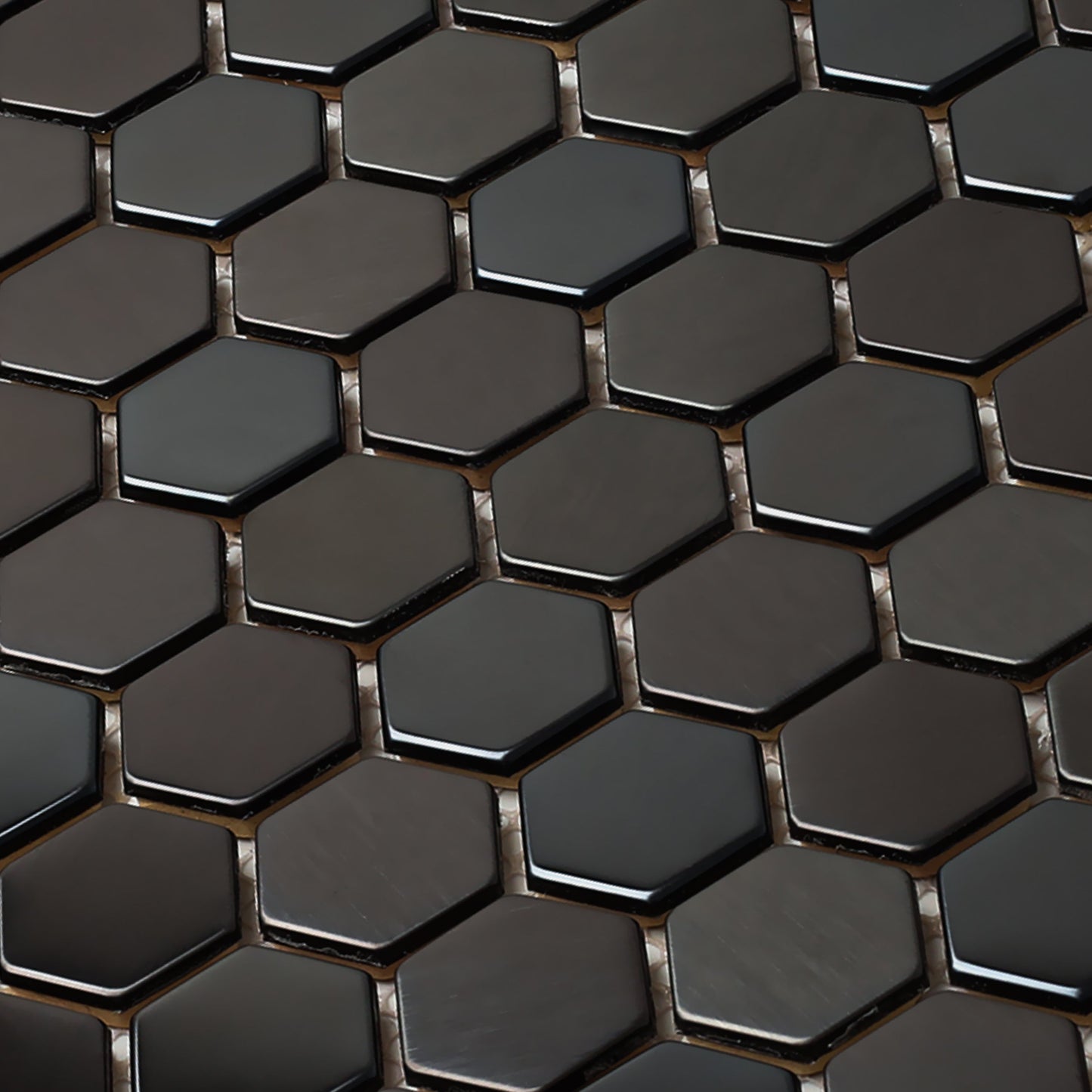Black Metallic Hexagon Honeycomb Backsplash Tile for Kitchen Bathroom Accent Wall (Pack of 5)