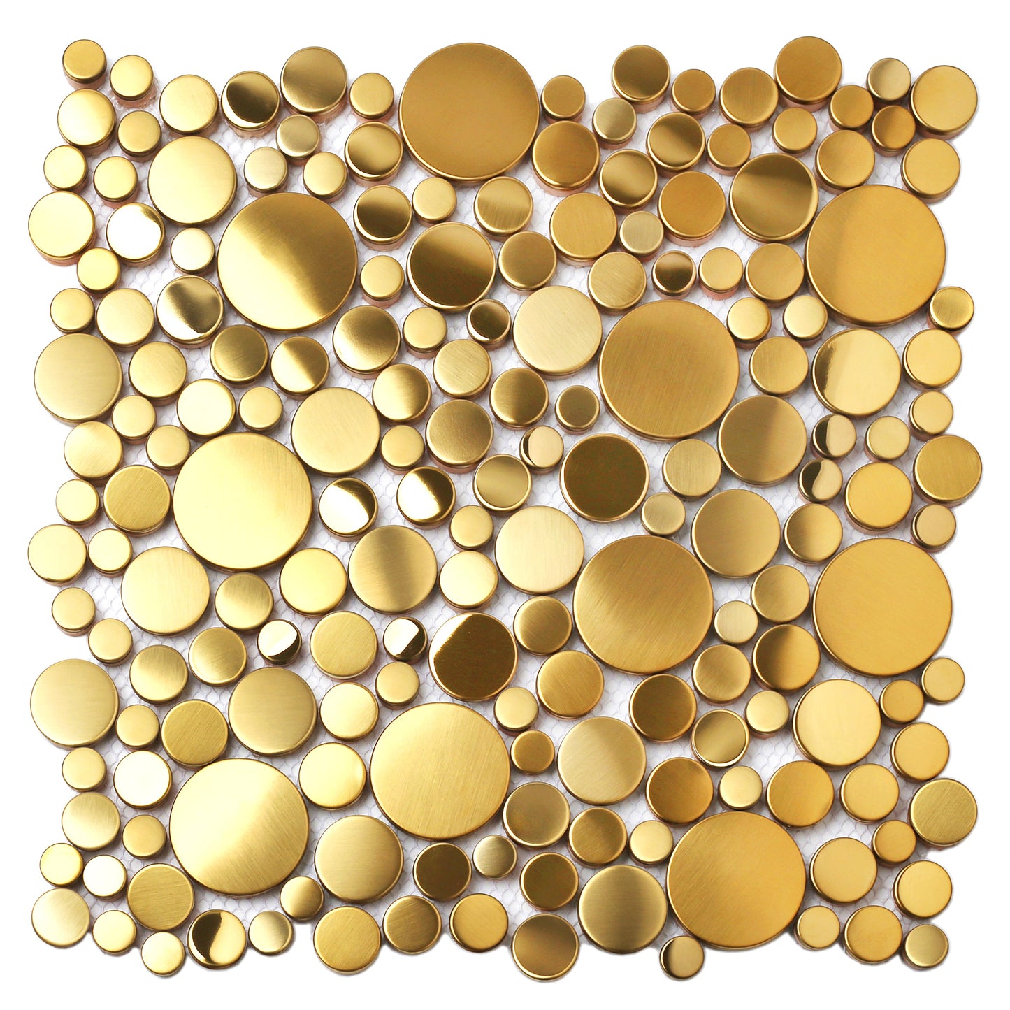 Wall Backsplash Tile Gold Bubble Mosaic Tile Kitchen Bathroom(Pack of 5)