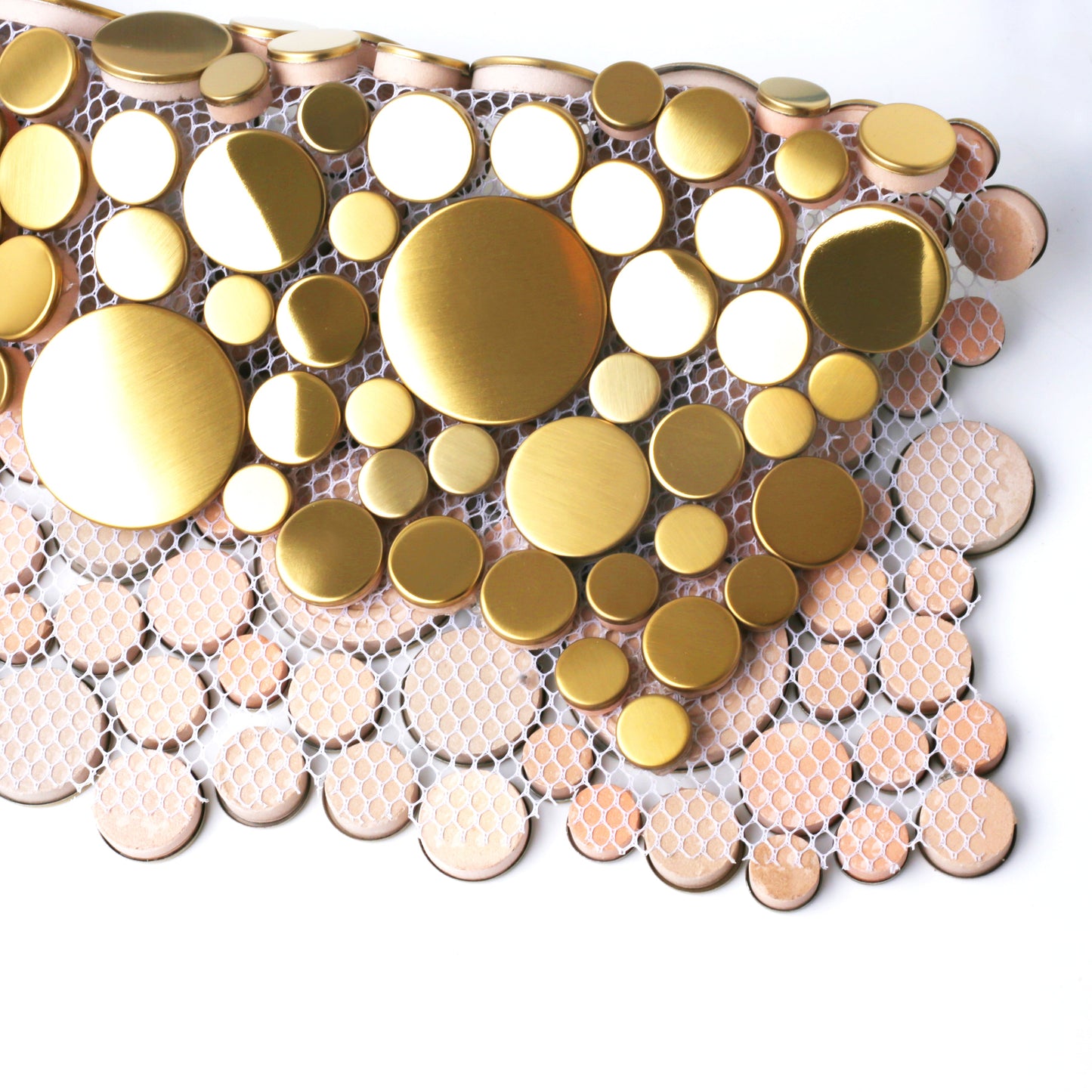 Wall Backsplash Tile Gold Bubble Mosaic Tile Kitchen Bathroom(Pack of 5)