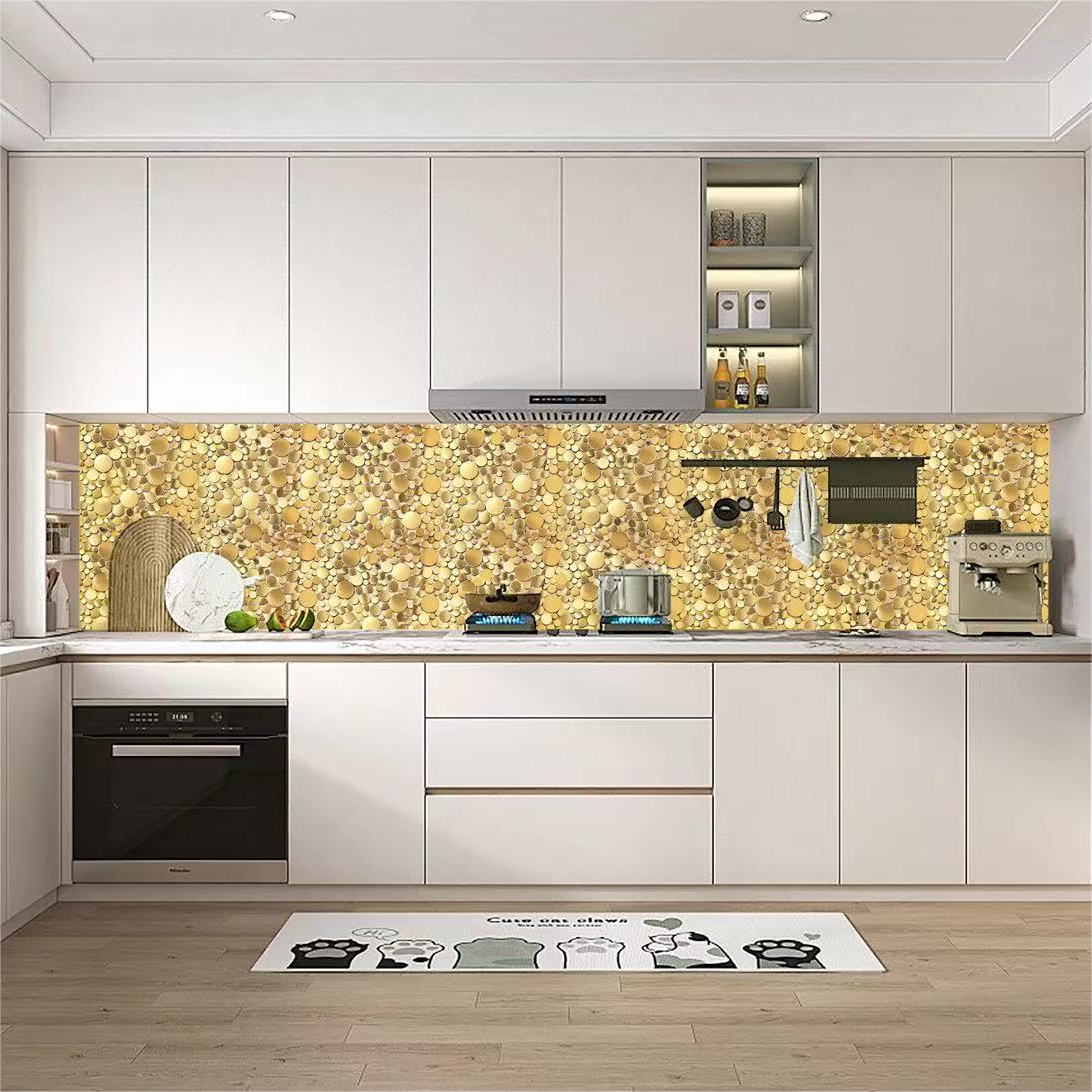 Wall Backsplash Tile Gold Bubble Mosaic Tile Kitchen Bathroom(Pack of 5)