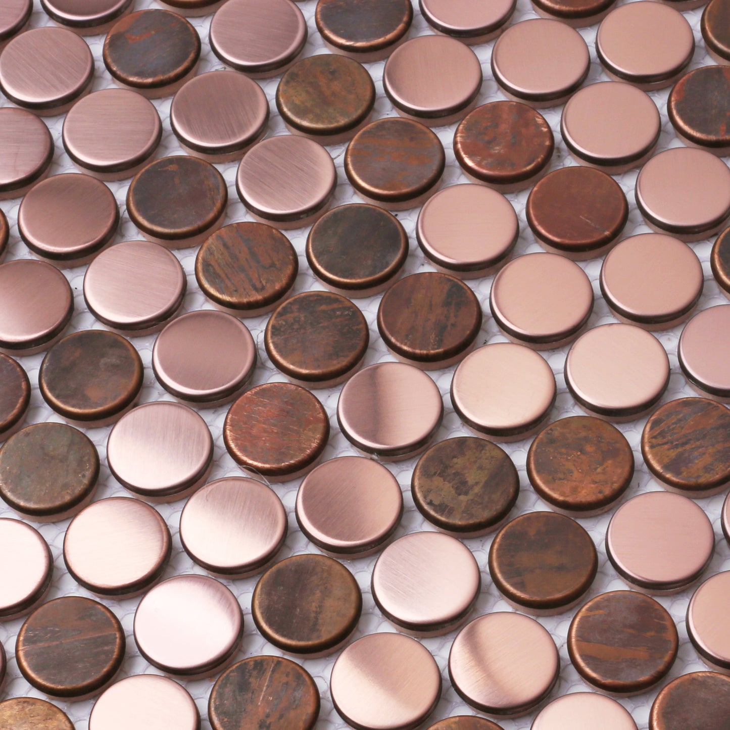 Wall Backsplash Tile Copper Penny Round Mosaic Tiles (Pack of 5)