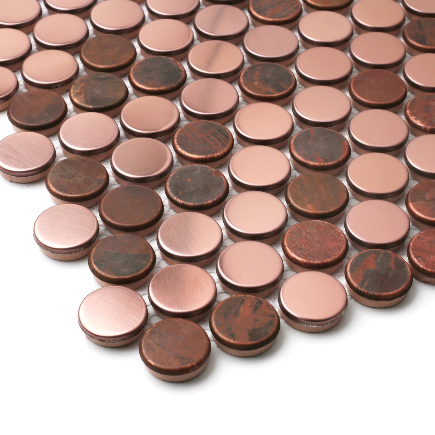 Wall Backsplash Tile Copper Penny Round Mosaic Tiles (Pack of 5)