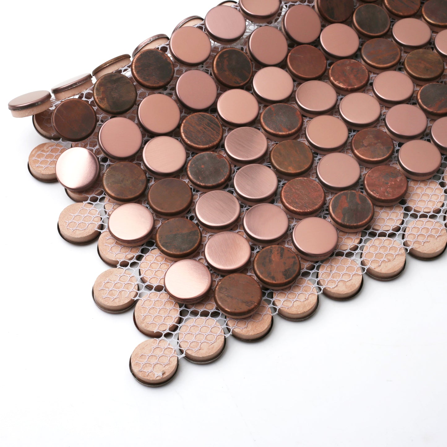 Wall Backsplash Tile Copper Penny Round Mosaic Tiles (Pack of 5)