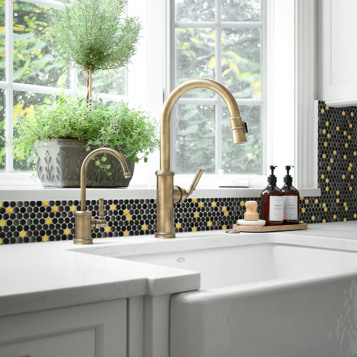 Backsplash Tile for Kitchen Bathroom Penny Round Mosaic(Pack of 5)