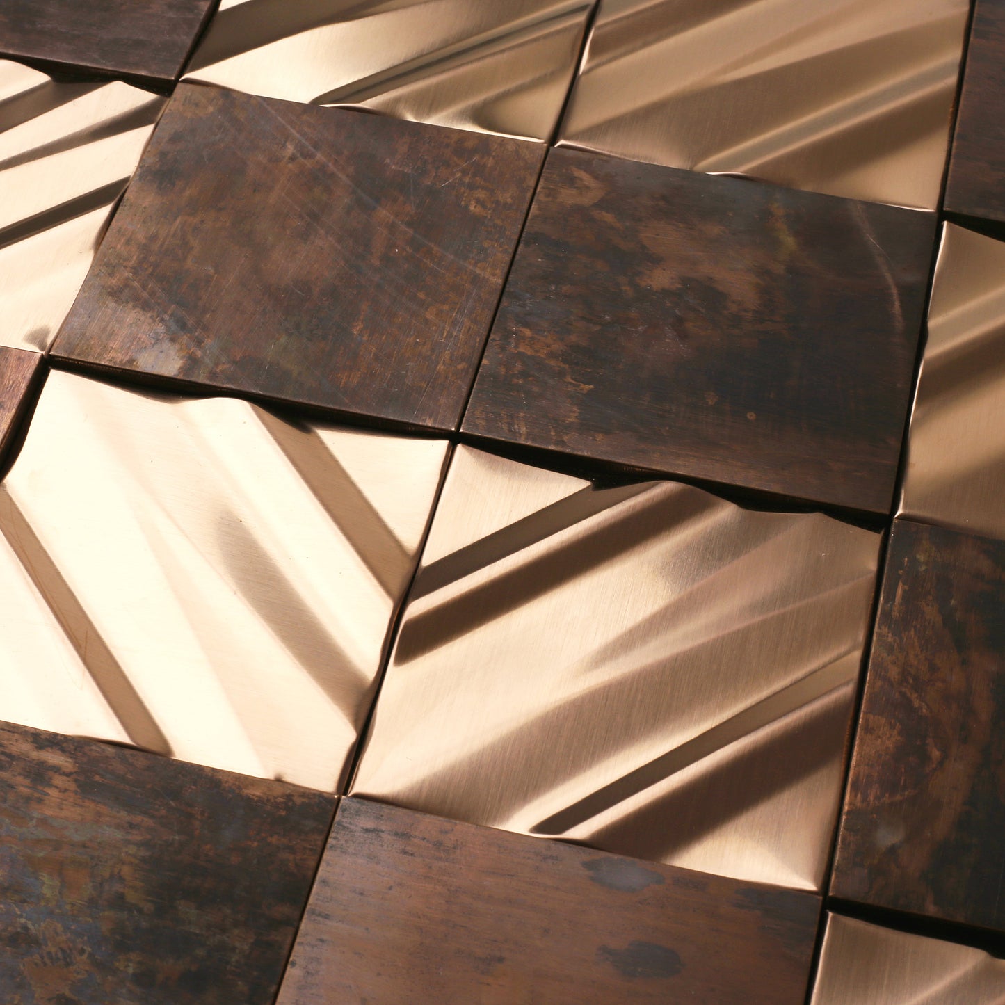3D Antique Copper Tile for Backsplash Accent Wall Real Bronze Mosaic (Pack of 5)