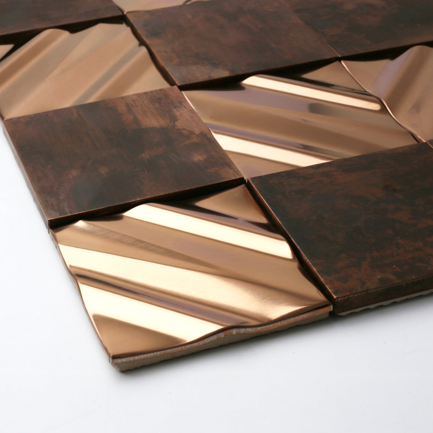 3D Antique Copper Tile for Backsplash Accent Wall Real Bronze Mosaic (Pack of 5)