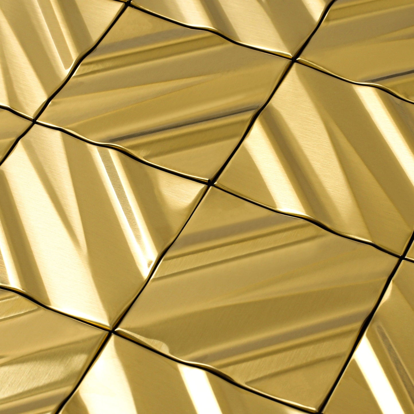 Gold 3D Wall Panels Metallic Chevron Backsplash Tile Decorative Wall Tile (Pack of 5)