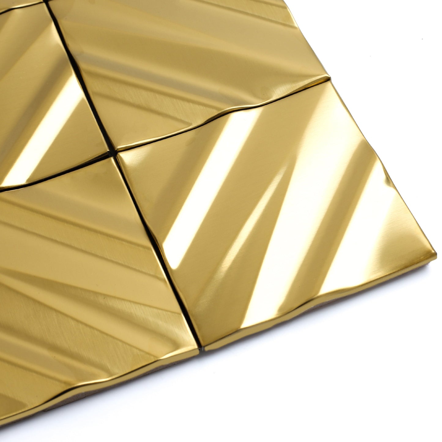 Gold 3D Wall Panels Metallic Chevron Backsplash Tile Decorative Wall Tile (Pack of 5)