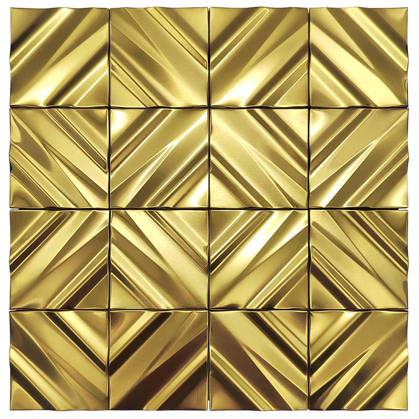 Gold 3D Wall Panels Metallic Chevron Backsplash Tile Decorative Wall Tile (Pack of 5)