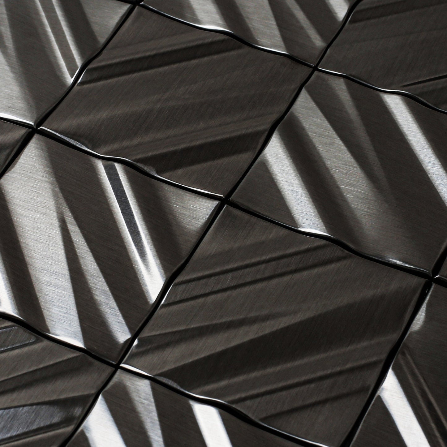 Black 3D Wall Panels Metallic Chevron Backsplash Tile Decorative Wall Tile (Pack of 5)