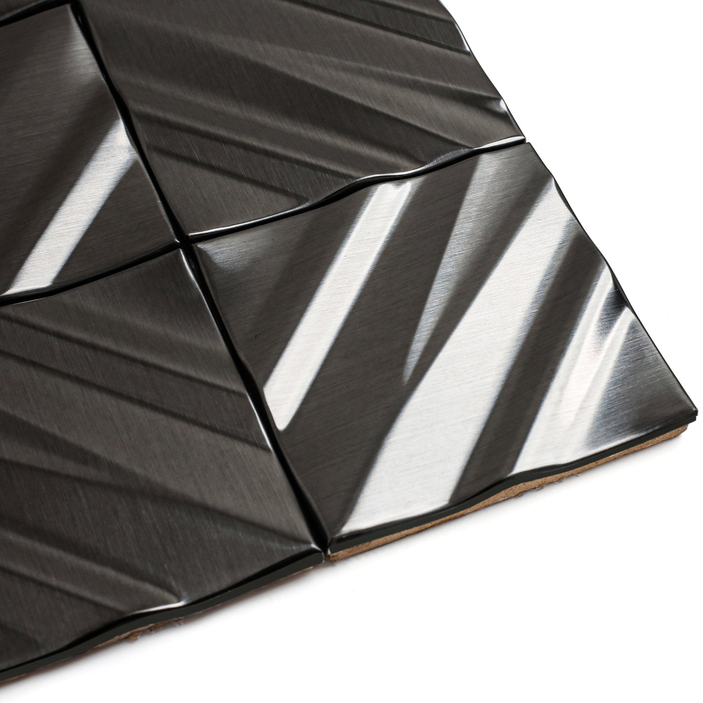 Black 3D Wall Panels Metallic Chevron Backsplash Tile Decorative Wall Tile (Pack of 5)