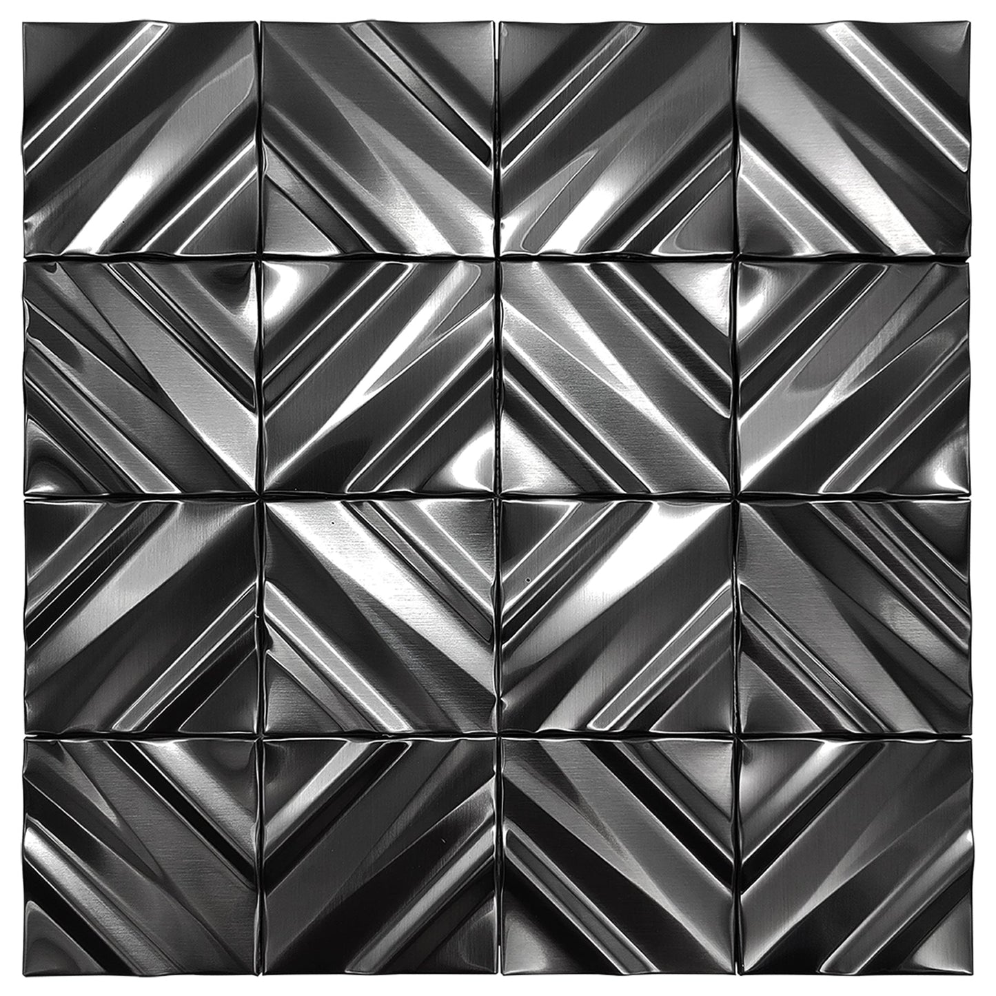 Black 3D Wall Panels Metallic Chevron Backsplash Tile Decorative Wall Tile (Pack of 5)