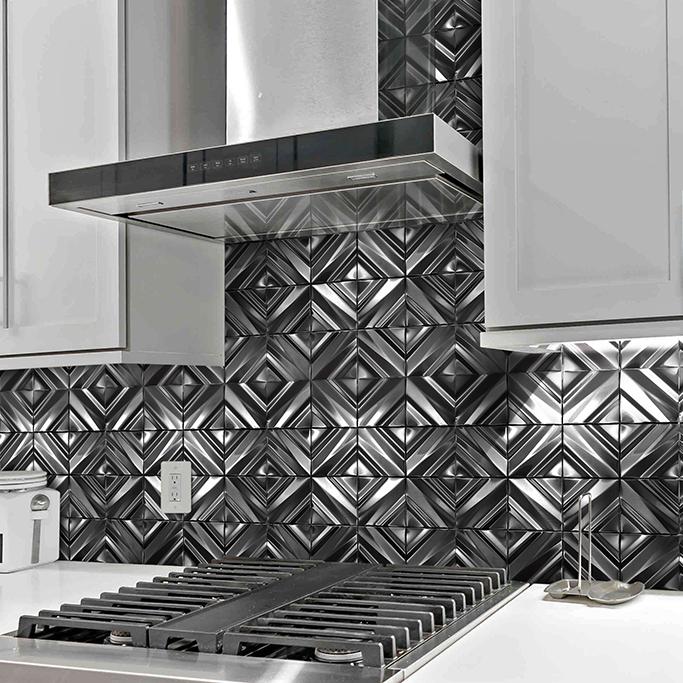 Black 3D Wall Panels Metallic Chevron Backsplash Tile Decorative Wall Tile (Pack of 5)