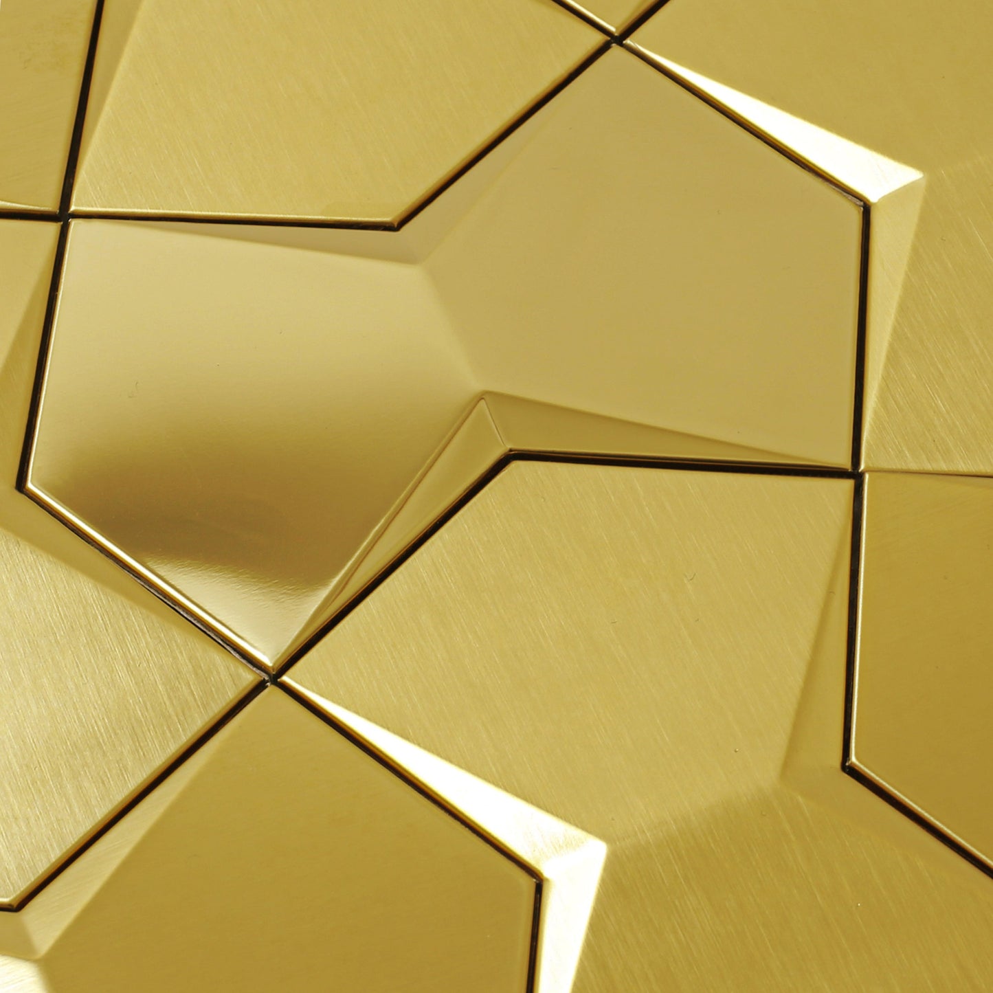 Gold 3D Wall Panels Metallic Long Hexagon Backsplash Tile (Pack of 5)