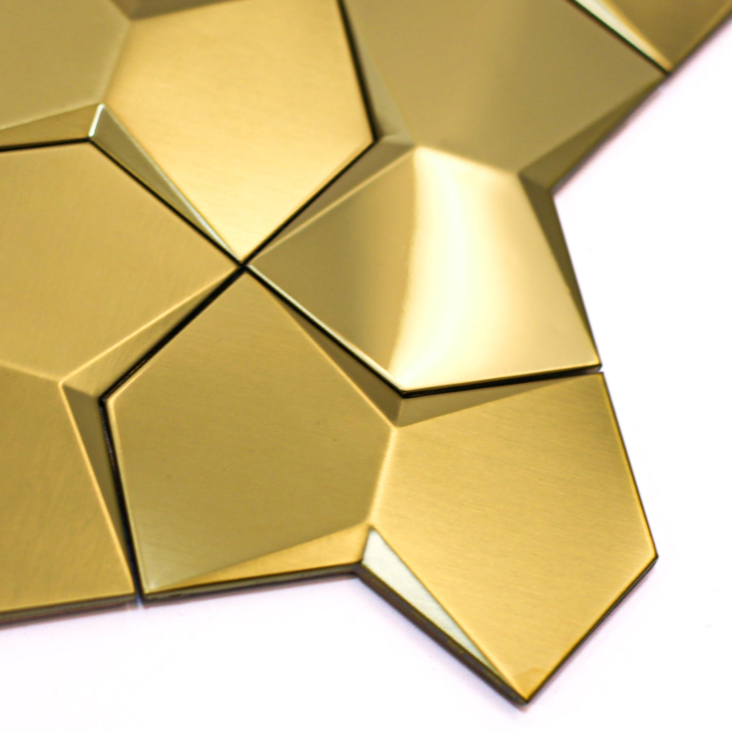 Gold 3D Wall Panels Metallic Long Hexagon Backsplash Tile (Pack of 5)