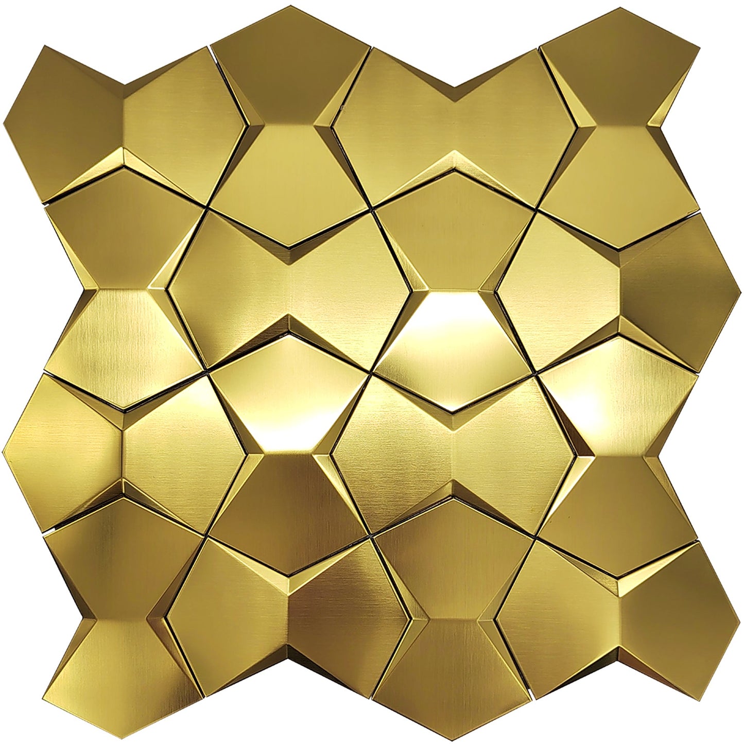 Gold 3D Wall Panels Metallic Long Hexagon Backsplash Tile (Pack of 5)
