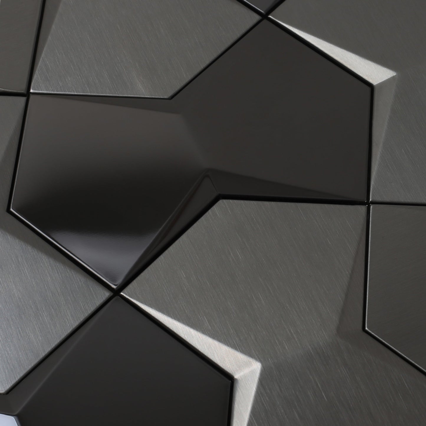 Black 3D Wall Panels Metallic Long Hexagon Backsplash Tile (Pack of 5)