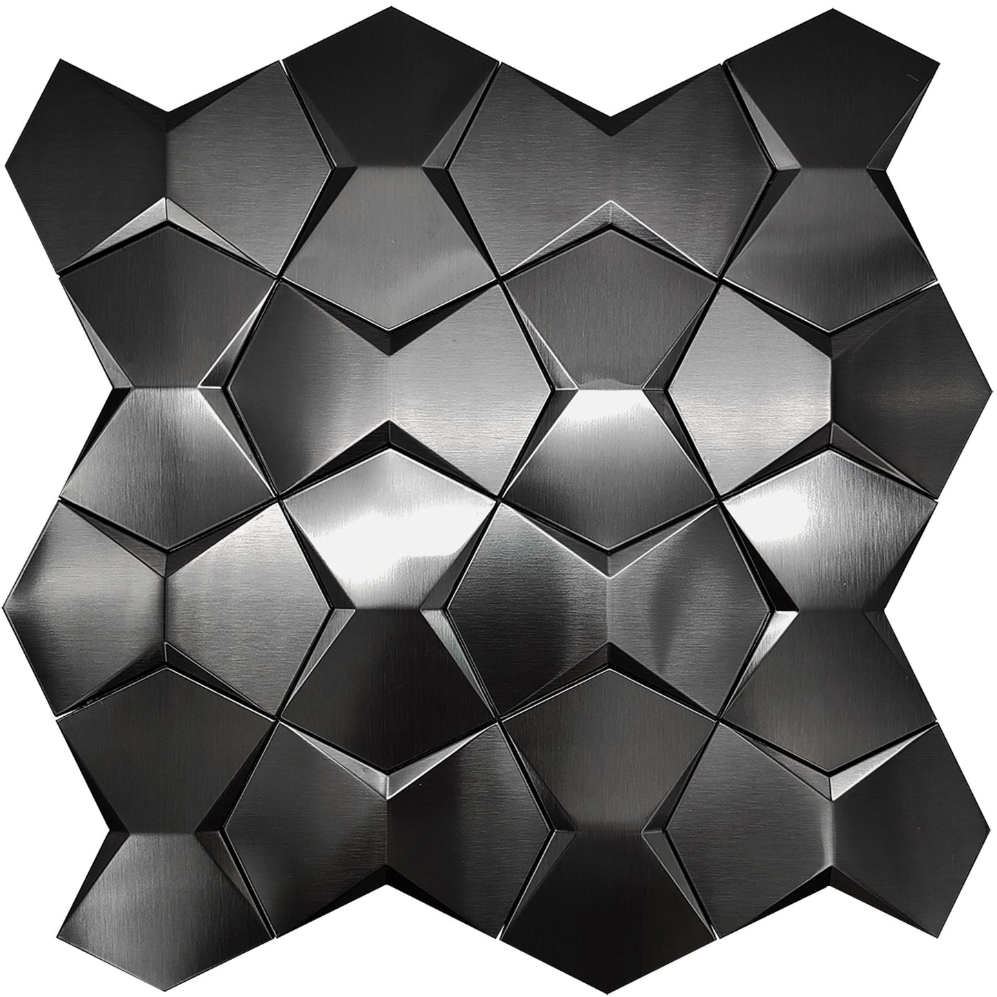 Black 3D Wall Panels Metallic Long Hexagon Backsplash Tile (Pack of 5)