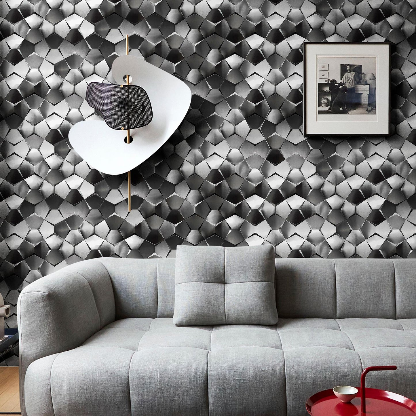 Black 3D Wall Panels Metallic Long Hexagon Backsplash Tile (Pack of 5)