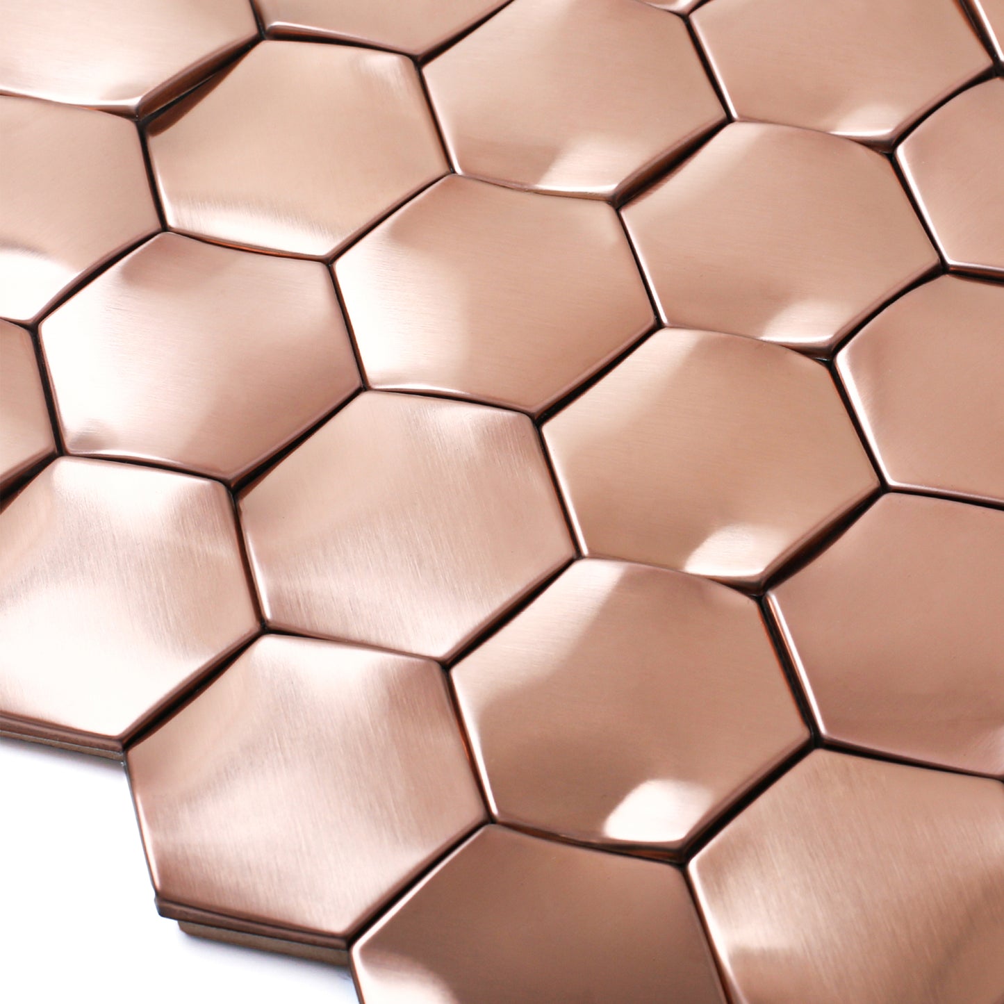 Hexagon 3D Wall Panels Bathroom Backsplash Tile Copper Metal Wall Mosaic Tiles (Pack of 5)