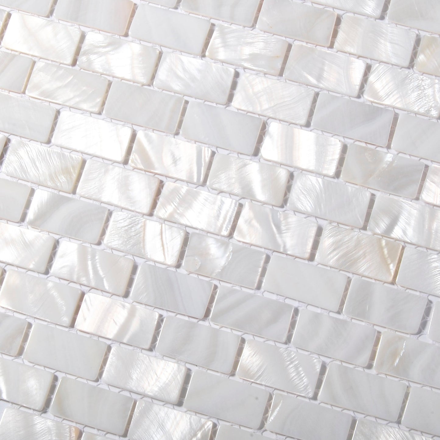 TST Mother Of Pearl Tiles White Subway Interlocking Gliterring Fresh Water Shell Tile